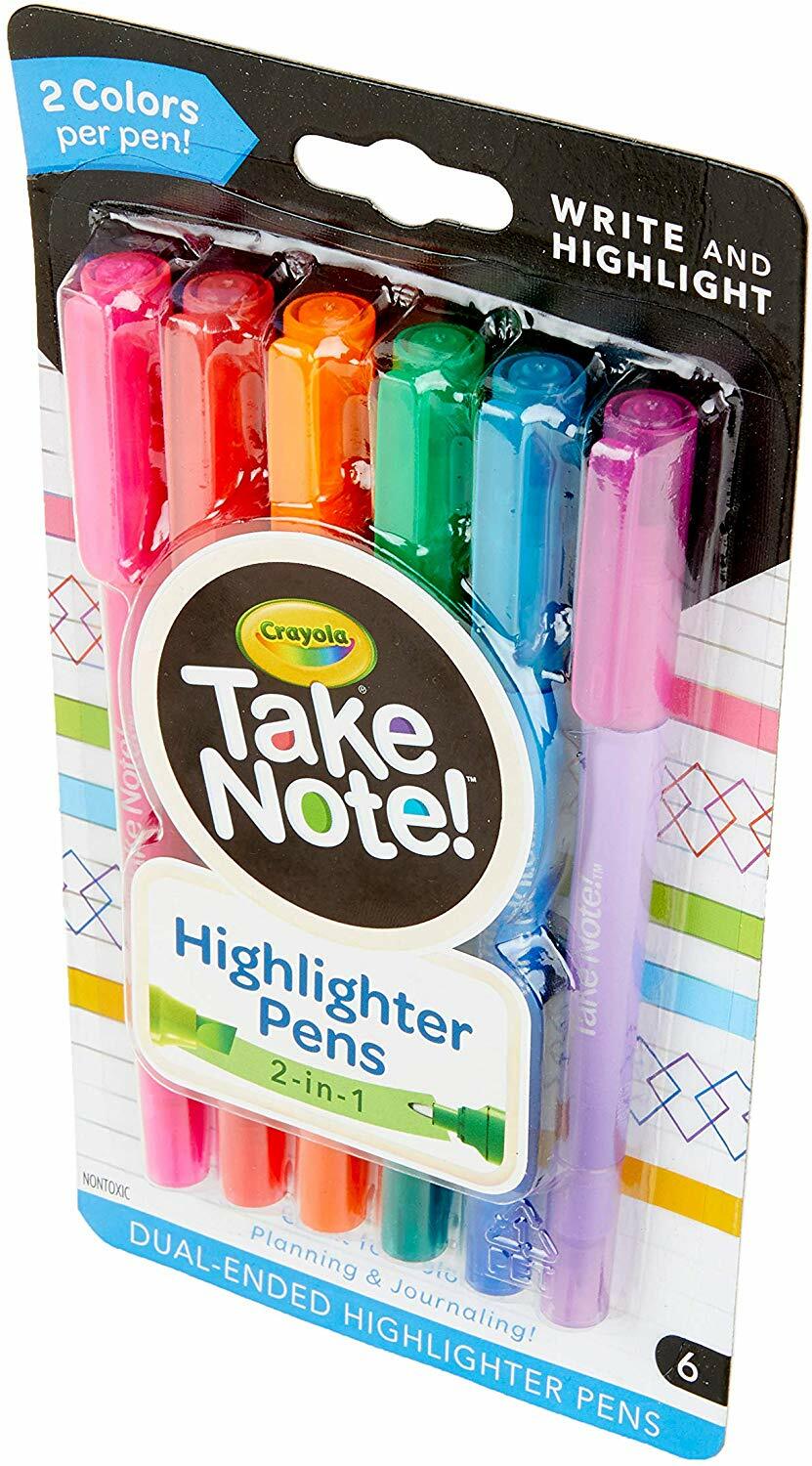 Note Hightlight Crayola Take Note Highlighter Pens! 6 Double Ended Highlighters | eBay