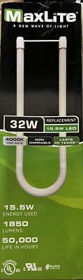 MaxLite Ballast Bypass LED U-Bend Lamp 4000K Color Temp 15.5 Watt useage - new!