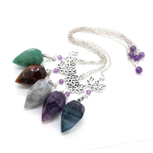 Natural Healing Crystal Faceted Stone Pendulum Pendants For Dowsing Divination - Picture 2 of 12