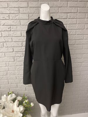ASOS Black Pleated Shoulder Shift Dress Size 12 NWT | eBay