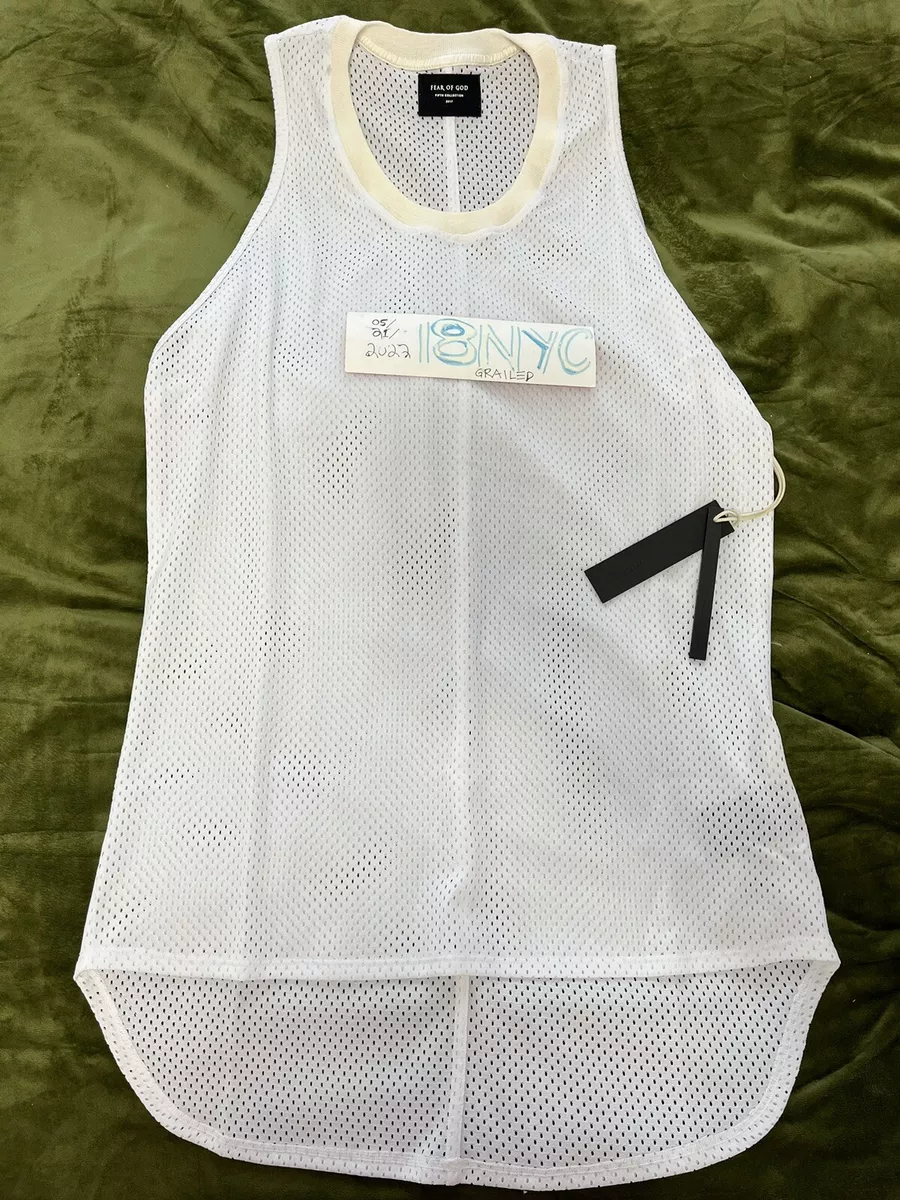 NWT FEAR OF GOD Fifth Collection Longline Mesh Tank White FOG