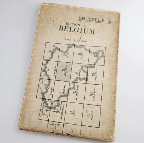 ORIGINAL 1916 BRUSSELS 6 MAP WW1 WAR OFFICE BRITISH TRENCH MEDAL MILITARY