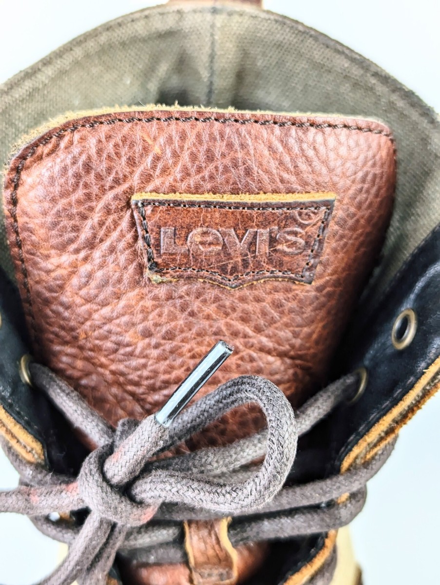 Levi's Men's Leather Canvas Lace Up Brown Boots Size US9 EUR Levi's Men's Leather Canvas Lace Up Brown Boots Size US9 EUR