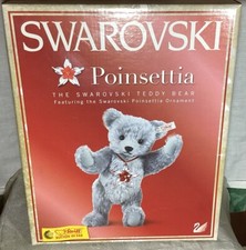 RARE SWAROVSKI 2007 STEIFF BEAR WITH POINSETTIA Crystal ORNAMENT