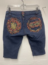 Coogi Women's Embroidered Jean Shorts 5/6 Blue, Hip Hop, Punk, Y2K