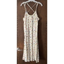 Vintage 90s Cristin Stevens Floral Dress Cream Multi Button Front Cottagecore