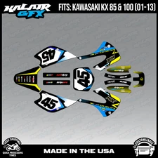 Kalair GFX Graphics Kit for Kawasaki KX85 KX100 (2001-2013)  Division - Yellow