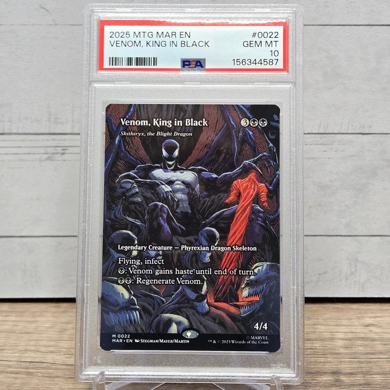 Venom King In Black MYTHIC 0022 Borderless Spider Man MTG (PSA 10)