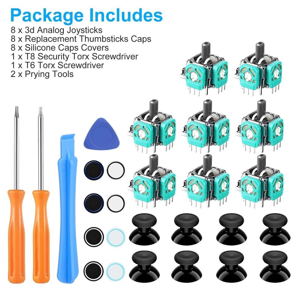 Naalog Stick Xbox One Controller Analog Stick Replacement Kit with 8 Thumbsticks ...