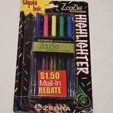 Vintage VTG Zebra Zazzle Liquid Ink Highlighter Pack of 5 Made in Japan SEALED