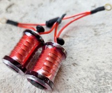 1.25" 8-32 Tattoo Machine 7.5 Wrap Crimson Washers Clear Candy Red wires Forward