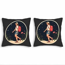 Set of 2 18x18in Throw Pillow Covers - Stylish Square Cushion Cases with Floral