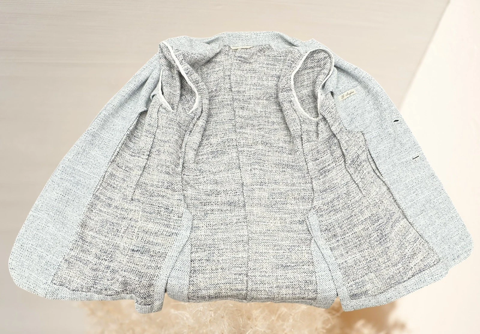 G. English Jacket For Man Blue Special Texture Single Breasted With 3 Pockets image 6
