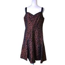 VTG Evan Picone Mini Dress Brown Velvet Burnout Hoco Y2k Whimsigoth 90s Romance