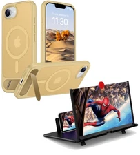 Temdan Compatible with iPhone 16E Case Screen Magnifier -Light Brown