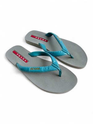 y2k Prada Red Tab Flip Flops Sandals EU38