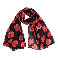 CYian Red Poppy Flower Scarf Lightweight Florals 70.9 31.5 inch, Blackpoppy