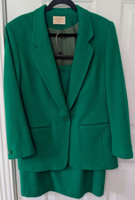 Vintage Pendleton 100 Virgin Wool Green 2pc Blazer  Skirt Set USA Size 14
