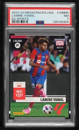 2023 Panini Megacracks La Liga EA Sports Ficha Bis Lamine Yamal PSA 7 Rookie RC