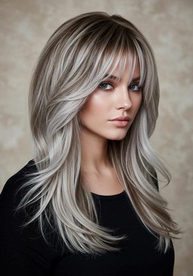 Ombre Silver Blonde Brown Highlight 100% Human Hair 13x4 Lace Front Wigs