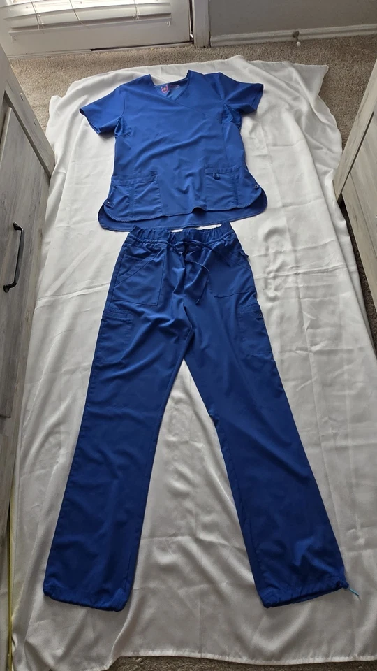 Urbane Performance Blue Scrubset Women's  L Top Pants Tall Medium - Image 4 of 4