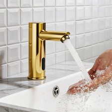 Gold Touchless Bathroom Basin Sink Mixer Sensor Faucet Hands Free Taps