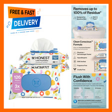 Toddler Flushable Wipes Hypoallergenic 126 Count Water-Based Soft Gentle Clean