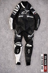 Alpinestars GP Plus 1Piece Leather Racing Suit Black White Track Motorcycle EU50