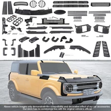 Black Exterior Accessories Full Decoration Cover Trim Shell For Ford Bronco 21+