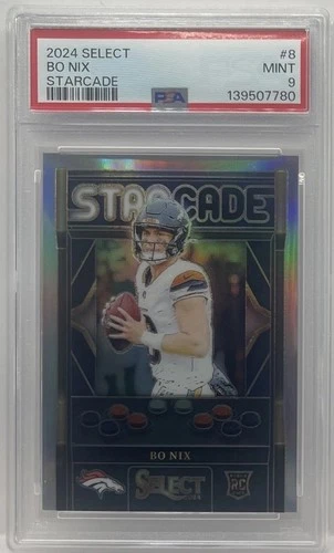 2024 Select Bo Nix RC #8 Starcade Prizm Silver CASE HIT Denver Broncos PSA 9 SSP