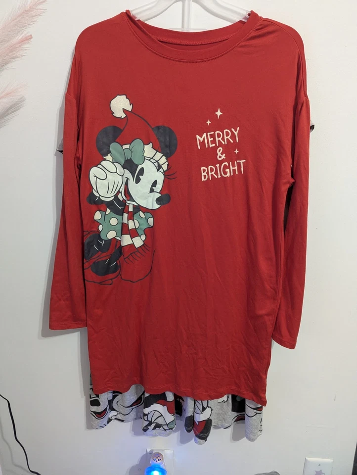 Disney Mickey Mouse Christmas Holiday Girls 2 Pack Dresses EUC Size L (10-12) - Image 2 of 2