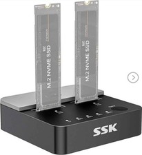 SSK NVMe SSD Cloner, M.2 Duplicator Dual Bay Enclosure, Tool-Free Black