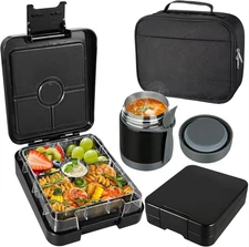 Bento Lunch Box Set with 10Oz Soup Thermo, Leak-Proof Lunch Containers with 4 Co