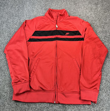Vintage Nike Track Jacket Men Medium Red Black Stripe Full Zip Retro Y2K