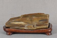 19c Chinese SCHOLAR&rsquo;S ROCK PETRIFIED WOOD hardwood stand