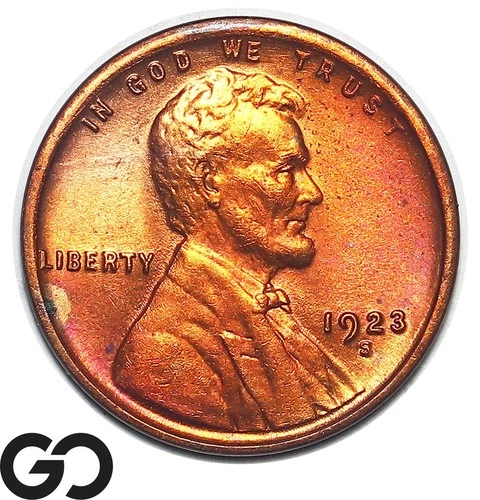 1923-S Lincoln Cent Wheat Penny, Beautiful Red, Gorgeous Solid Gem BU++ RD