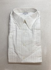 Vintage Joseph Scafidi Men's White Tonal Stripe Dress Shirt Cleveland OH 16-35