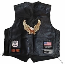 Diamond Plate Buffalo Leather Genuine Motorcycle Vest Mens Size L