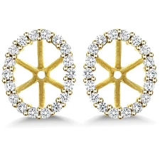 18K Yellow Gold Plated Silver Earring with Removable Jackets for 8X6MM  Studs
