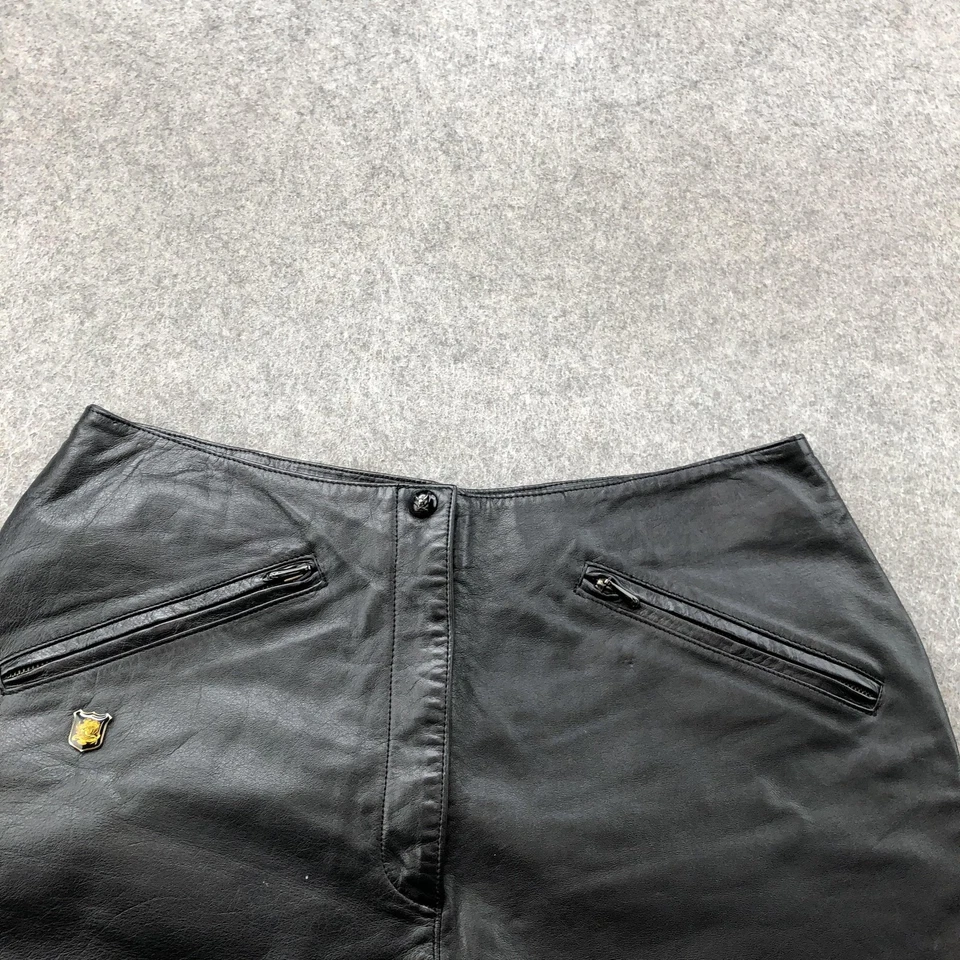 Harley Davidson Shorts Womens 38 Black Genuine Leather High Rise Motorcycle - Image 4 of 4