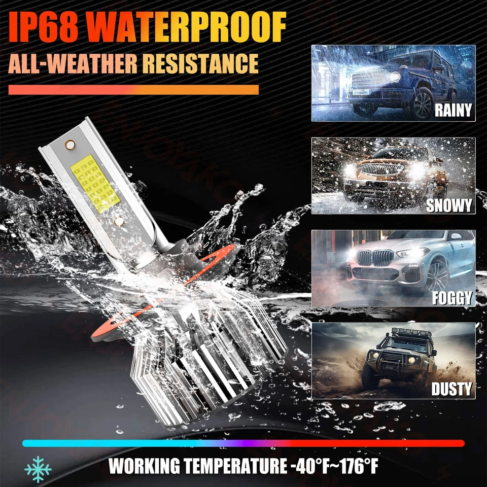 For Dodge Ram 5500 2008-2010 LED Headlight Bulbs High Low Beam Lights 6000K - Image 4 of 4