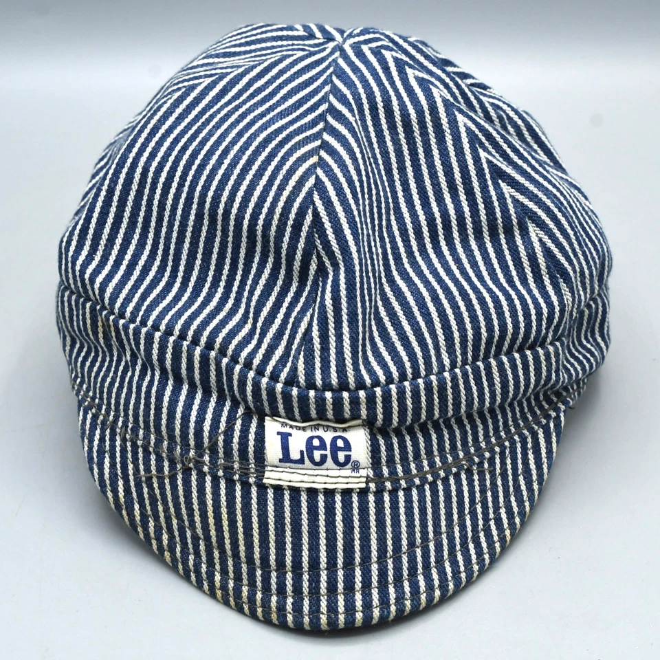 Lee Jeans Welders Hat Hickory Denim Stripe Vintage 60s 70s Union Made USA Size 7 - Image 3 of 4