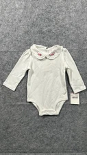 Osh Kosh B’Gosh White Bodysuit 9 Months  New Collar Embroidered Girls
