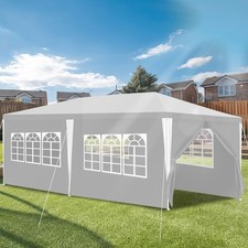 Weiß 3x6m  Garten UV-Schutz Partyzelt Gartenzelt mit 6 Seitenteilen und Fenst...