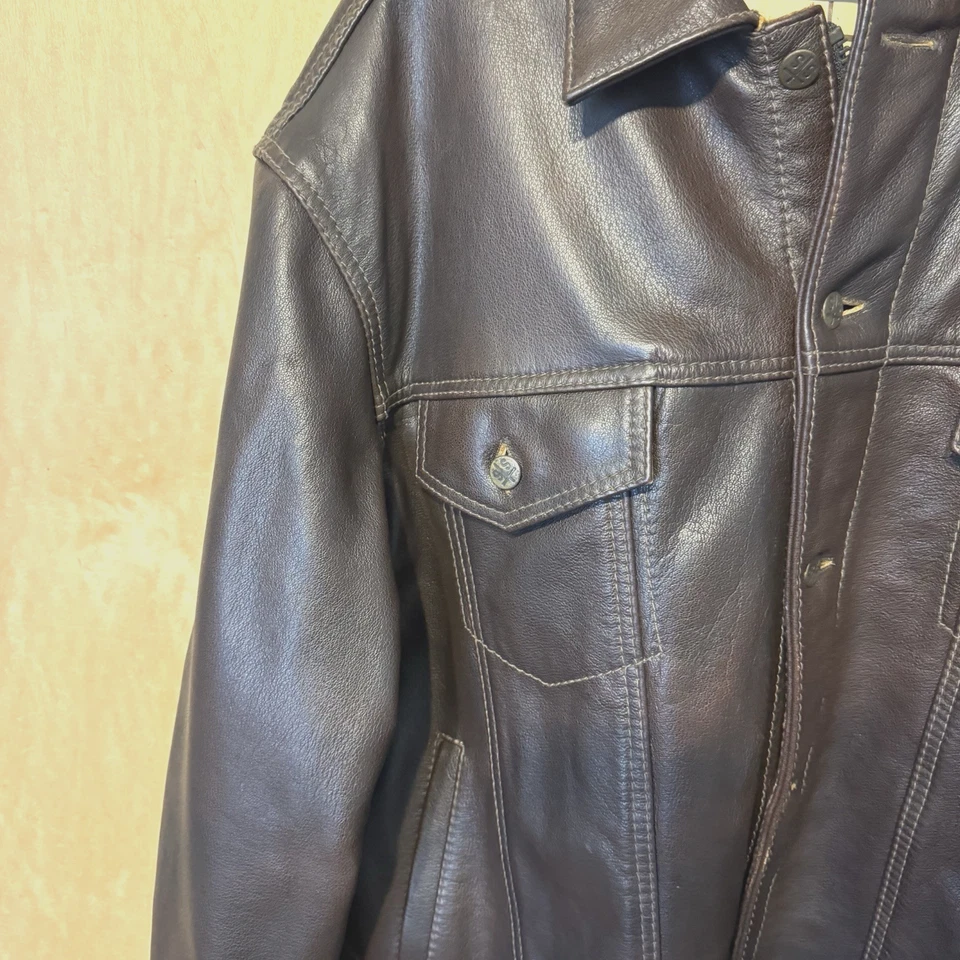 Chaqueta de cuero marrón STS Ranchwear Texas The Maverick para hombre talla 3XL Foto 3 de 4