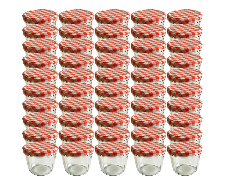 50 x Sturzgläser 230 ml Marmeladenglas Einmachglas rot kariert Einweckgläser 