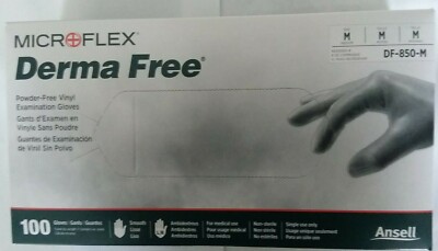 Disposable Gloves 100/bx Medium Microflex Derma Free Vinyl Powder-free DF-850-M