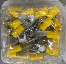 BM 00326, Insulated Fork Lug, 4-6mm2/12-10 AWG, M5/#10 Stud, Yellow, 50 Pc's Pkt