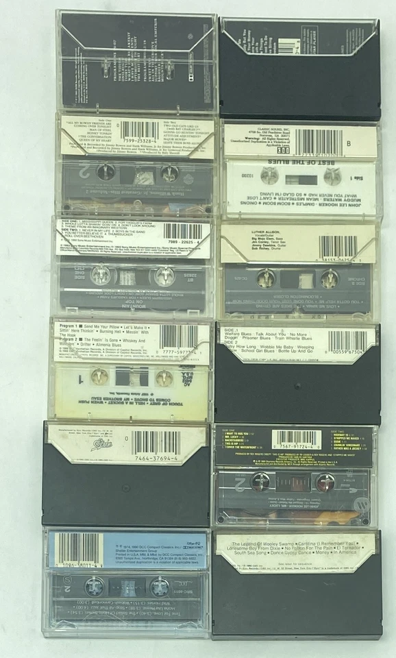 Lot Of 12 Cassette Tapes Blues & Country W/ Case Charlie Daniels John Lee Hooker Foto 3 de 4