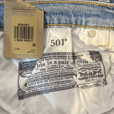 ローズ14 NWT Levi Strauss Women's Size 22 501 Shorts Light Wash Distressed
